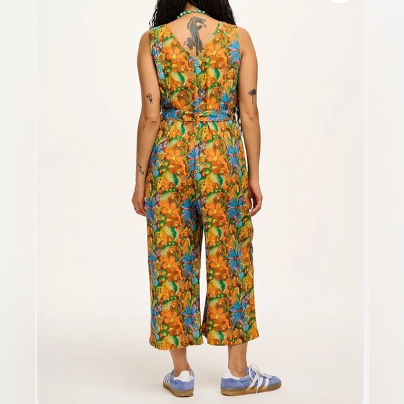 NWT LUCY & YAK Finn - V-Neck Cotton & Linen Jumpsuit Aloha Print Size UK14 US10 - Picture 4 of 16